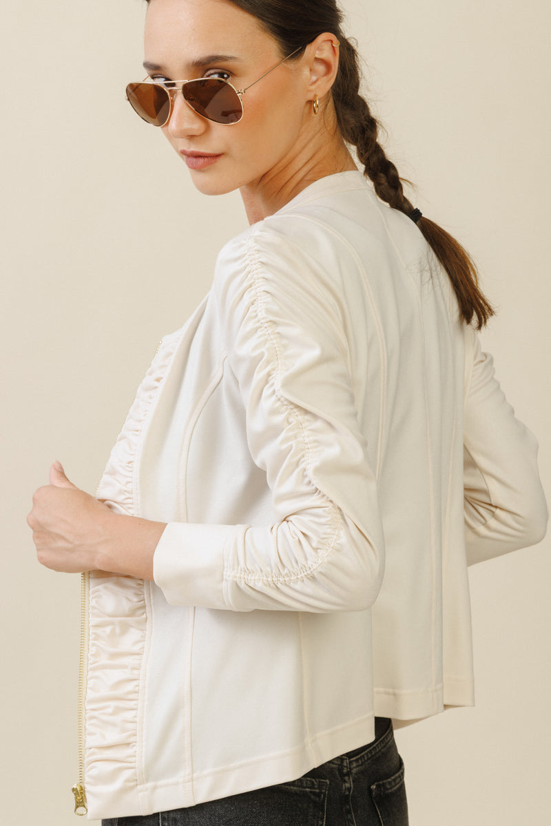 Ciel Ruched Jacket | Ivory