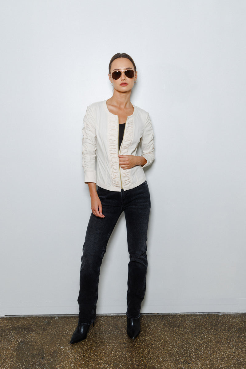 Ciel Ruched Jacket | Ivory