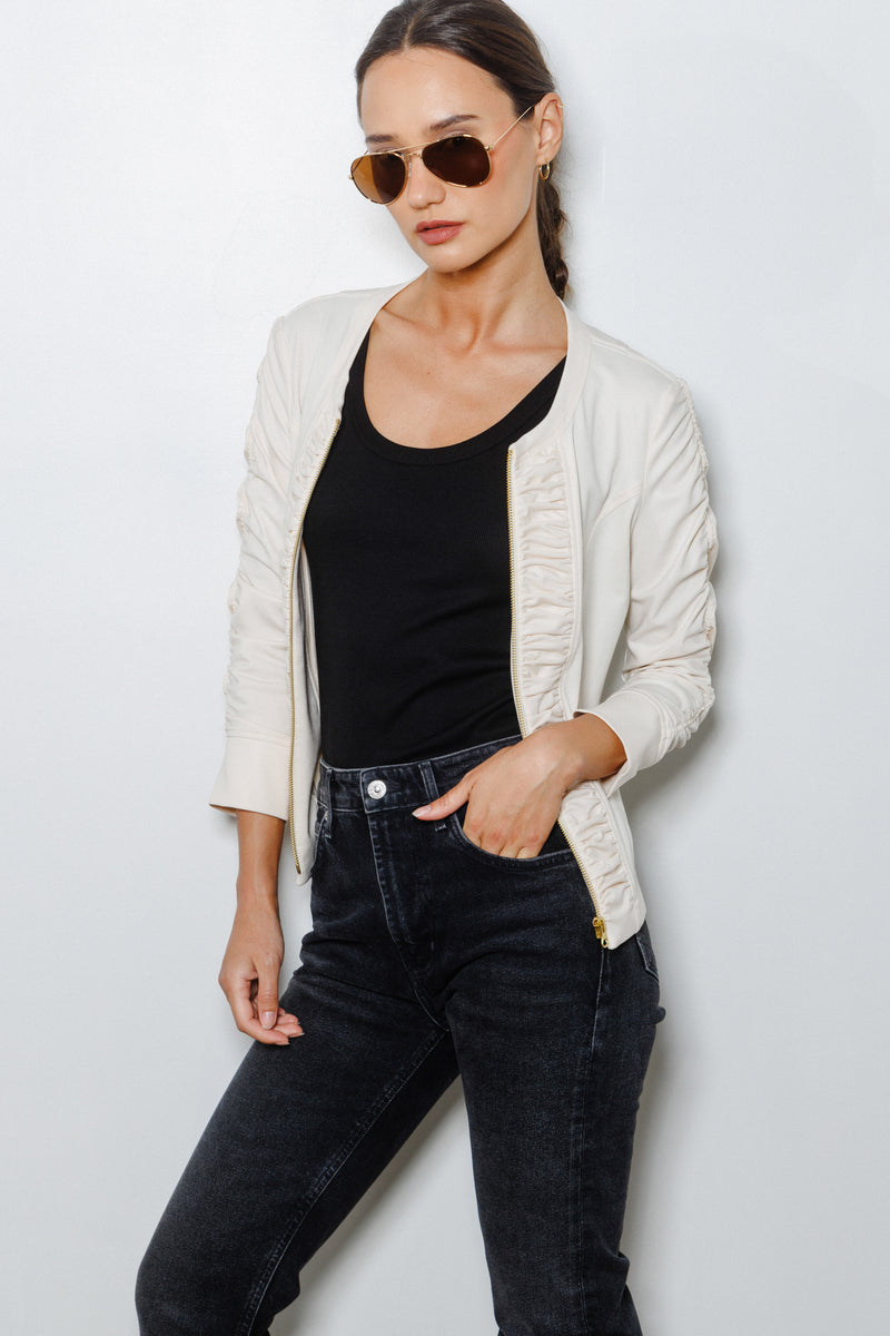 Ciel Ruched Jacket | Ivory