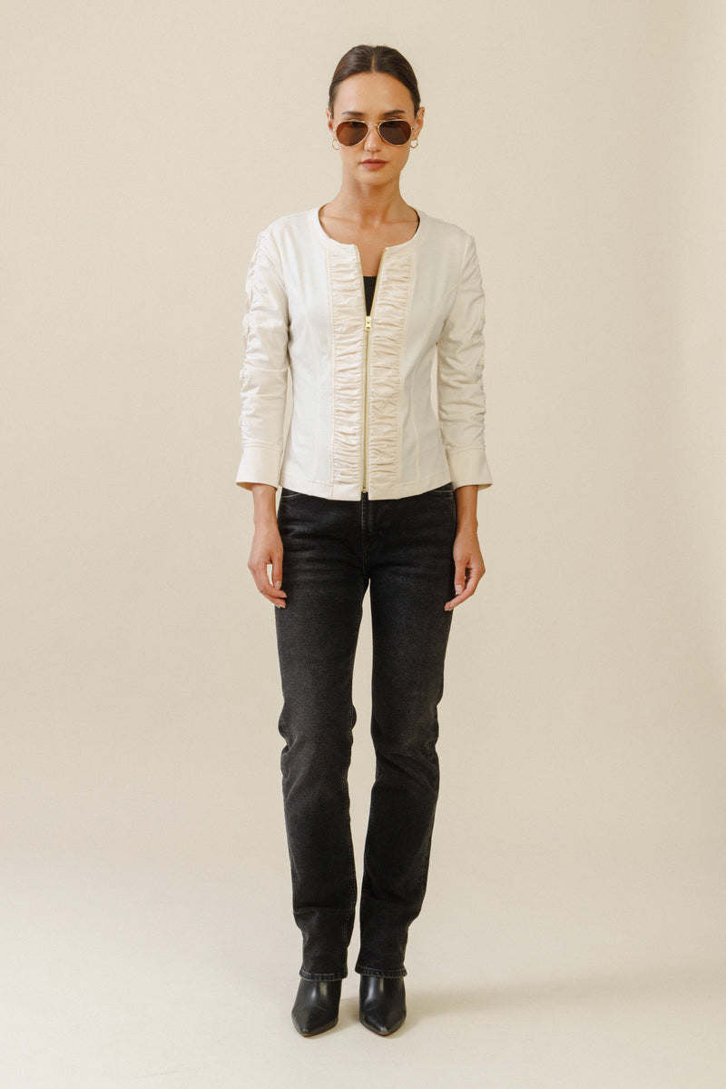 Ciel Ruched Jacket | Ivory