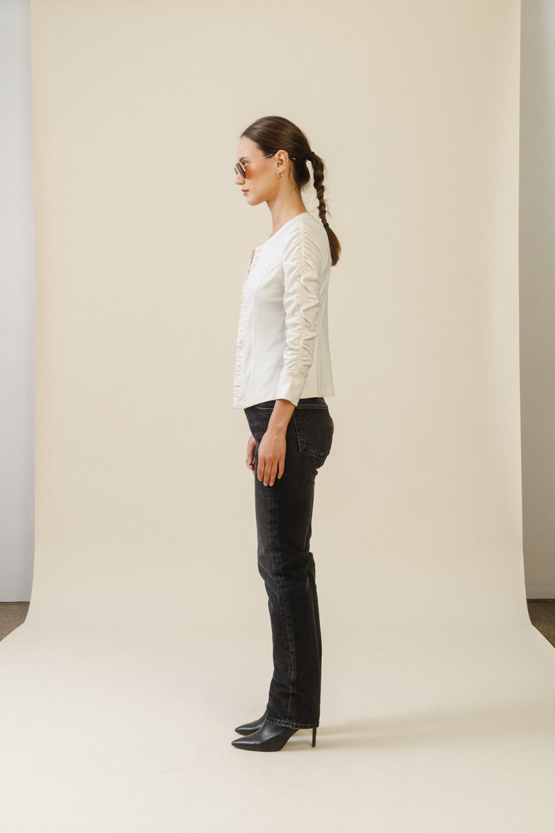Ciel Ruched Jacket | Ivory