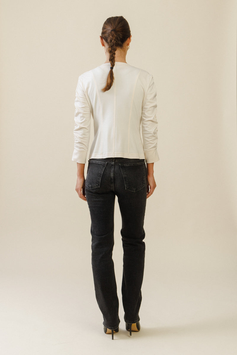 Ciel Ruched Jacket | Ivory