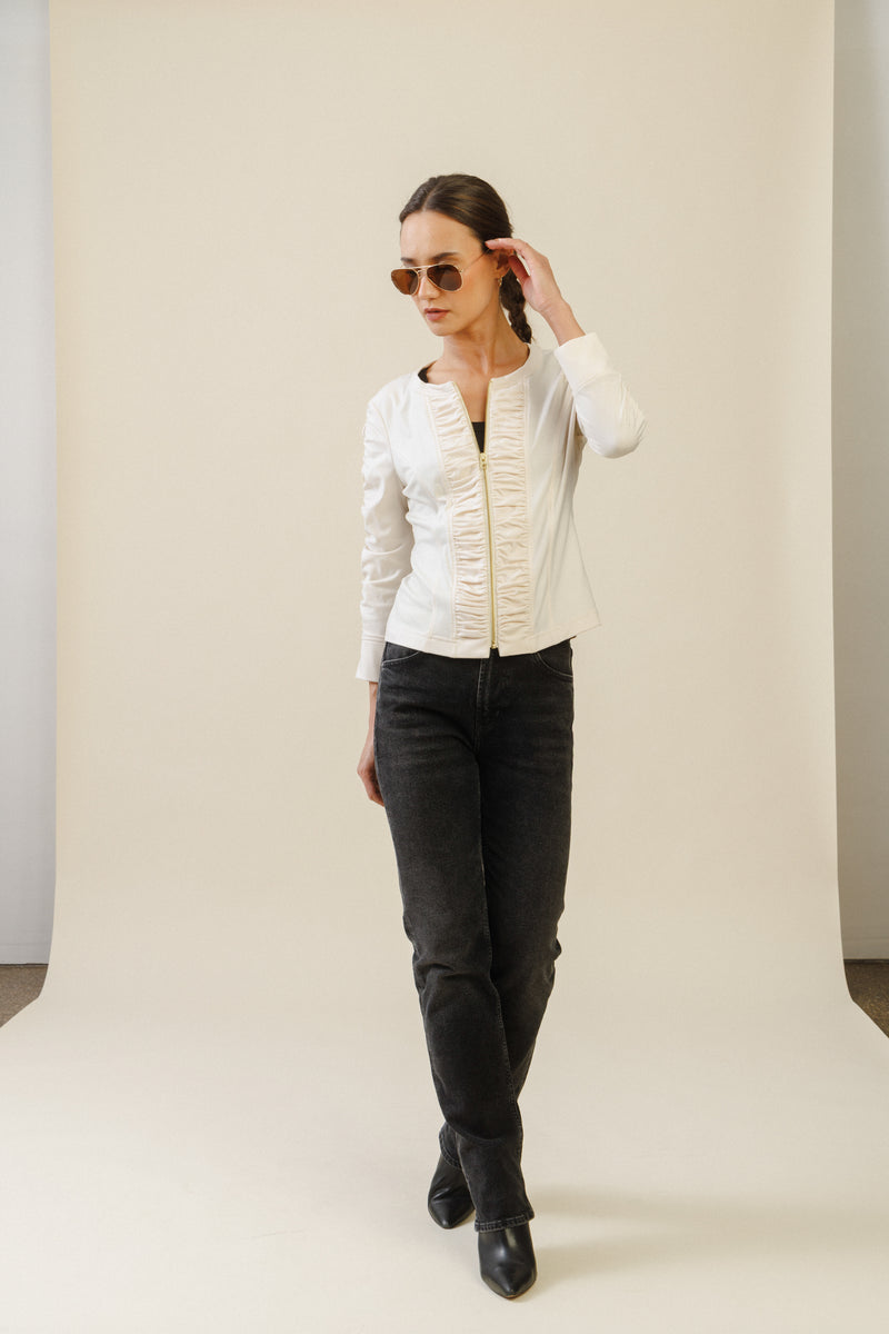 Ciel Ruched Jacket | Ivory
