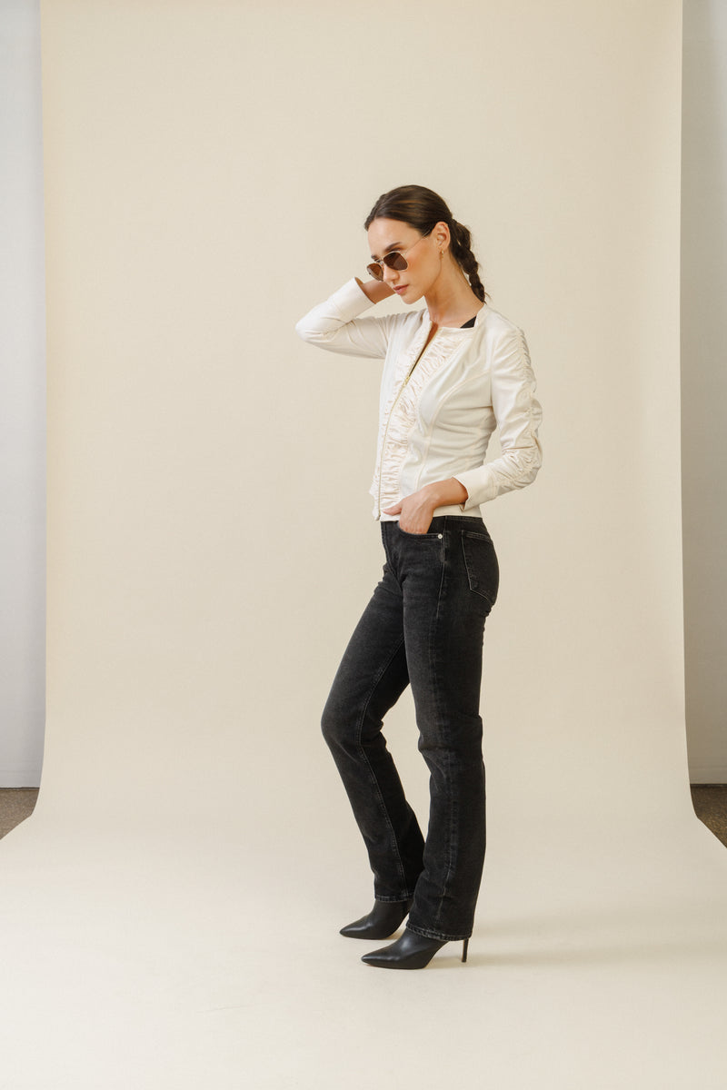 Ciel Ruched Jacket | Ivory