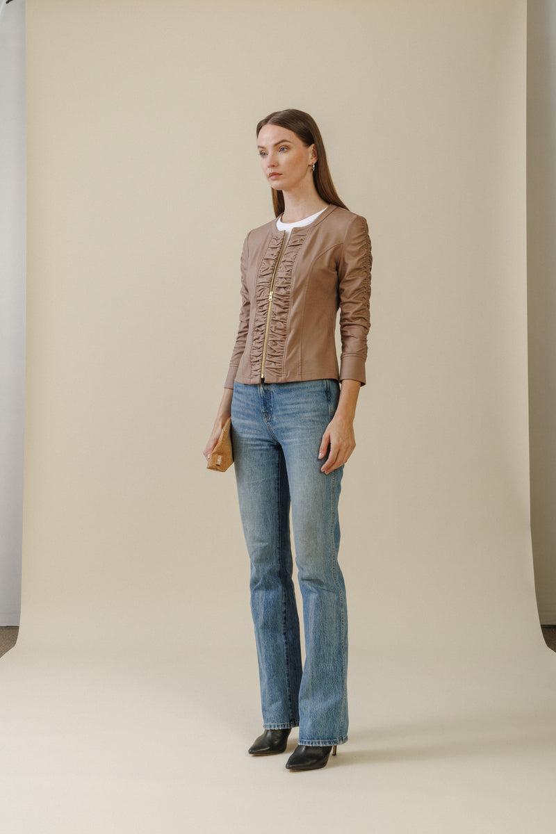 Ciel Ruched Jacket | Taupe