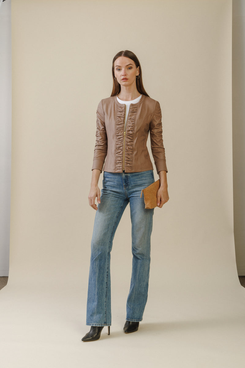 Ciel Ruched Jacket | Taupe