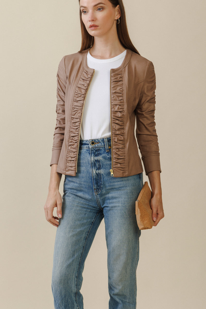 Ciel Ruched Jacket | Taupe