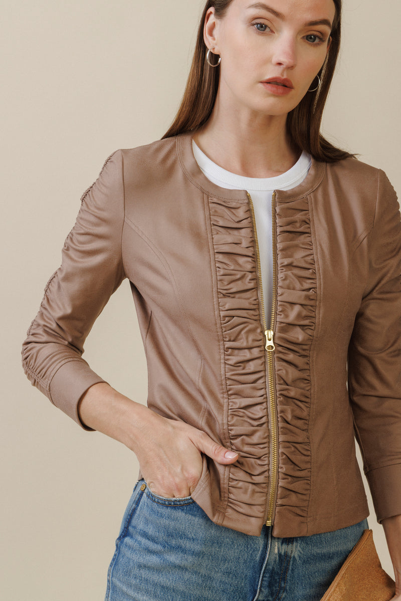 Ciel Ruched Jacket | Taupe