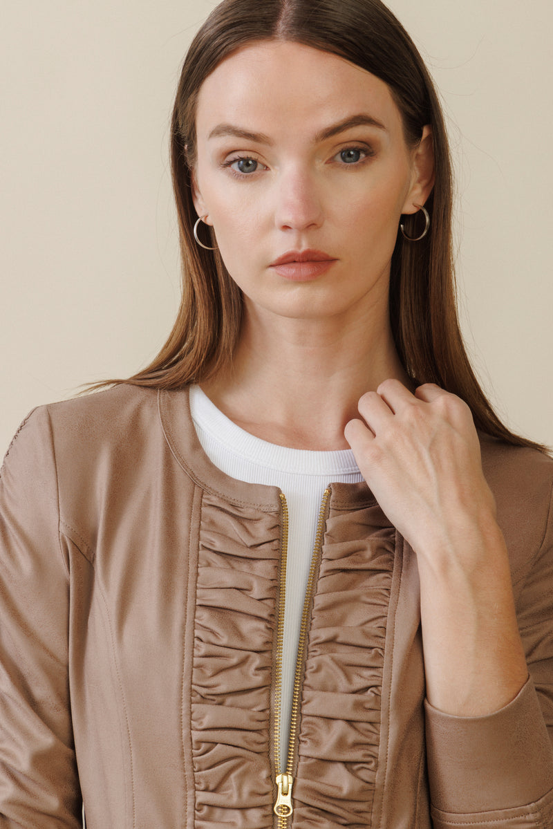 Ciel Ruched Jacket | Taupe