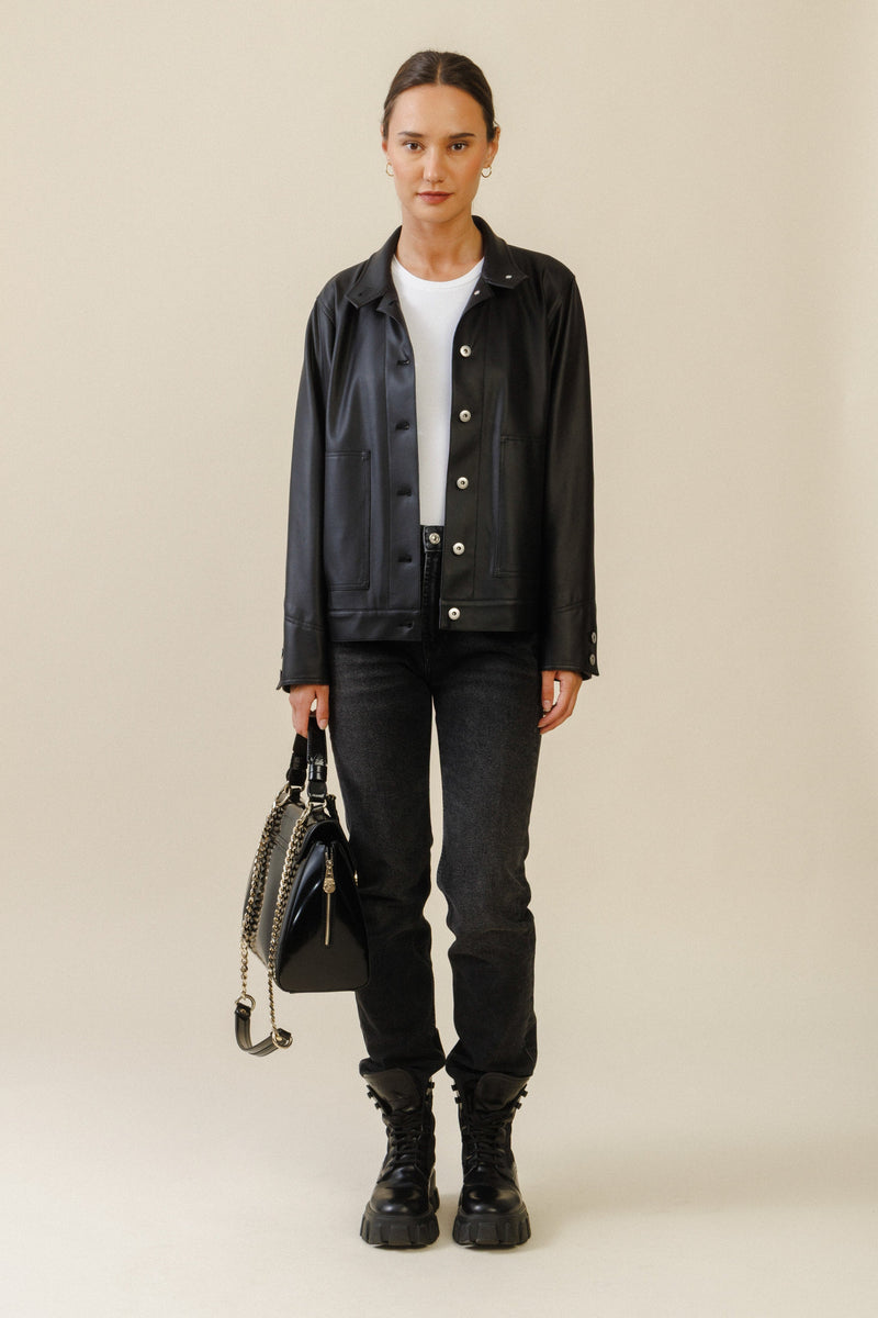 Mara Button Jacket | Black
