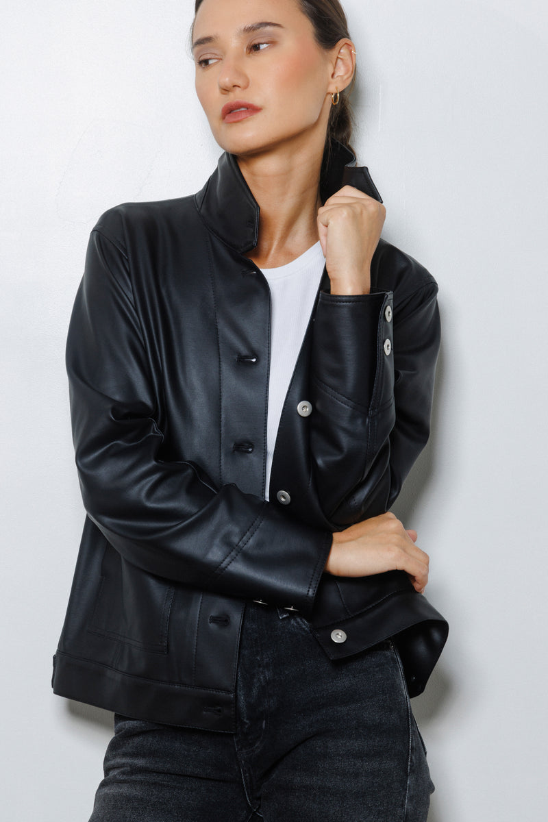 Mara Button Jacket | Black