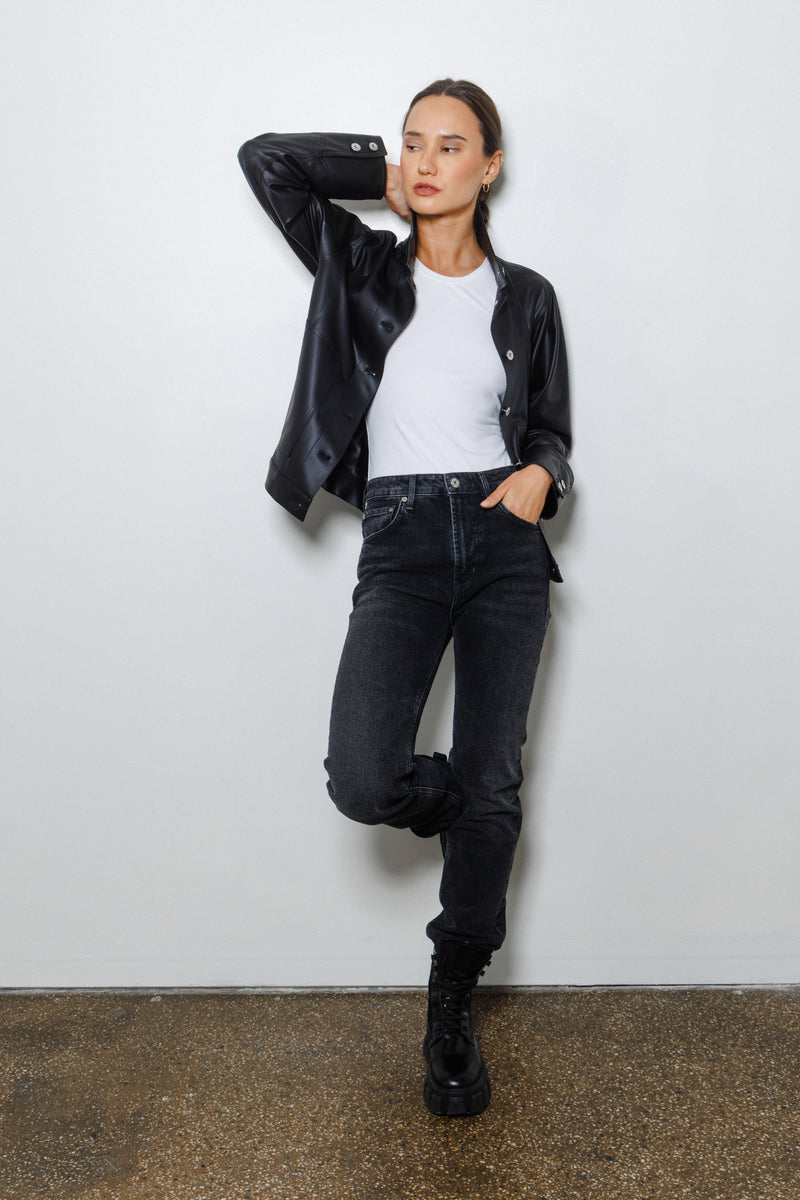 Mara Button Jacket | Black