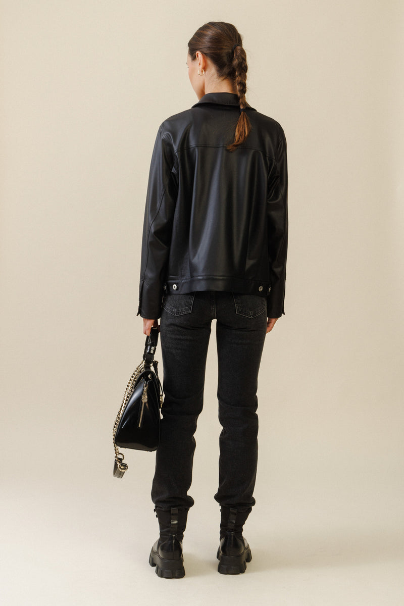 Mara Button Jacket | Black