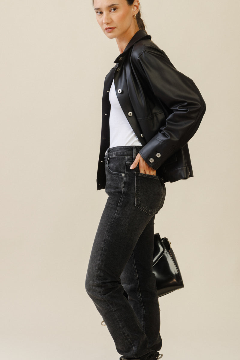 Mara Button Jacket | Black