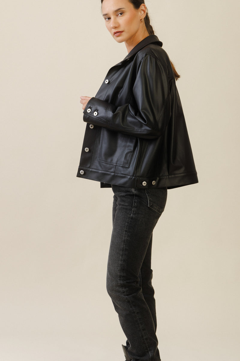 Mara Button Jacket | Black