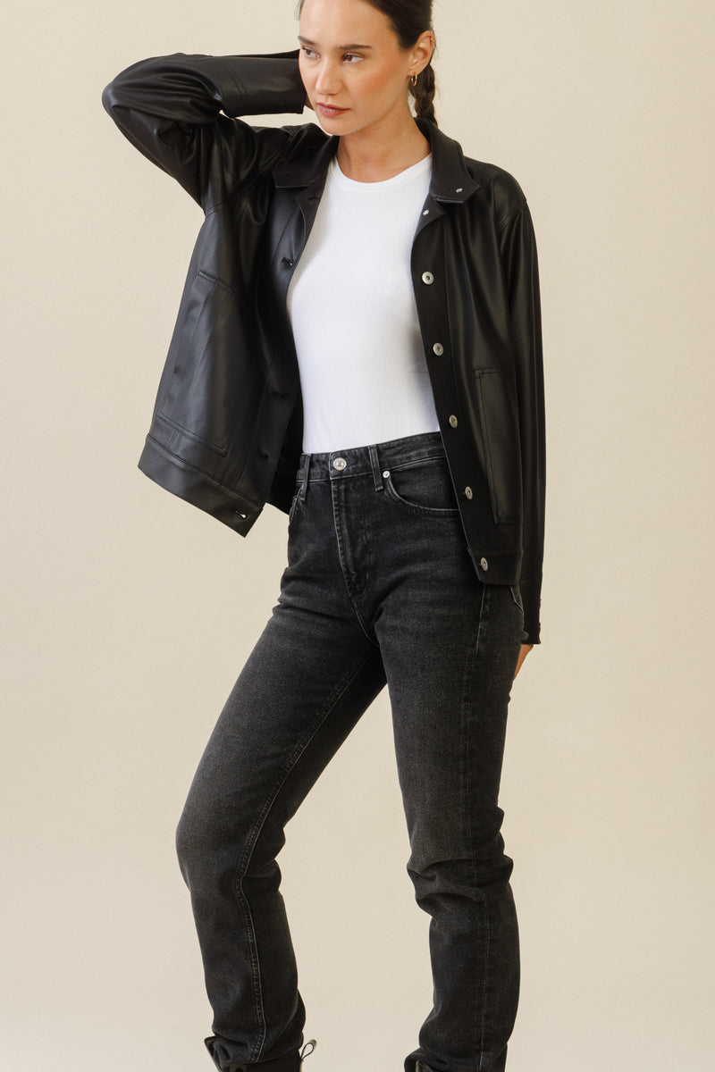 Mara Button Jacket | Black