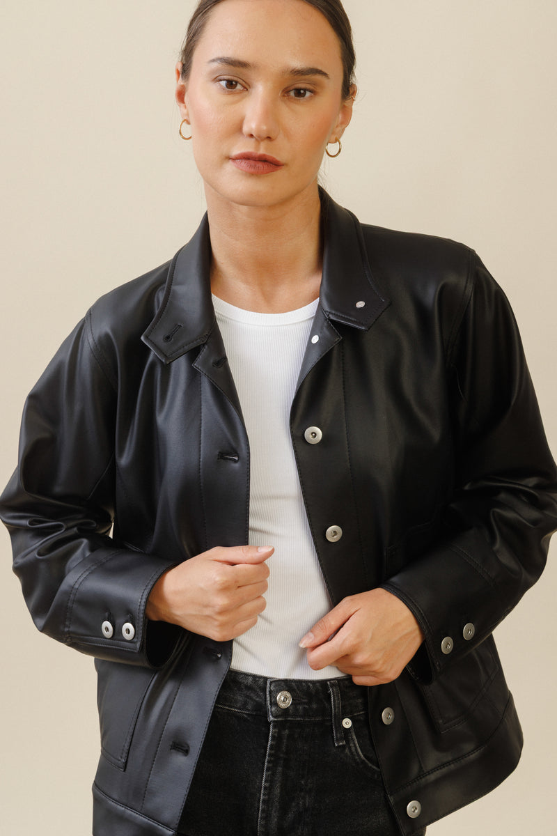 Mara Button Jacket | Black
