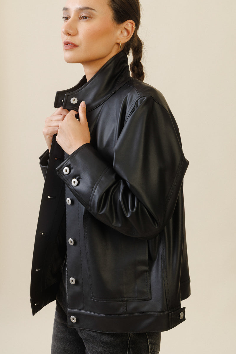 Mara Button Jacket | Black