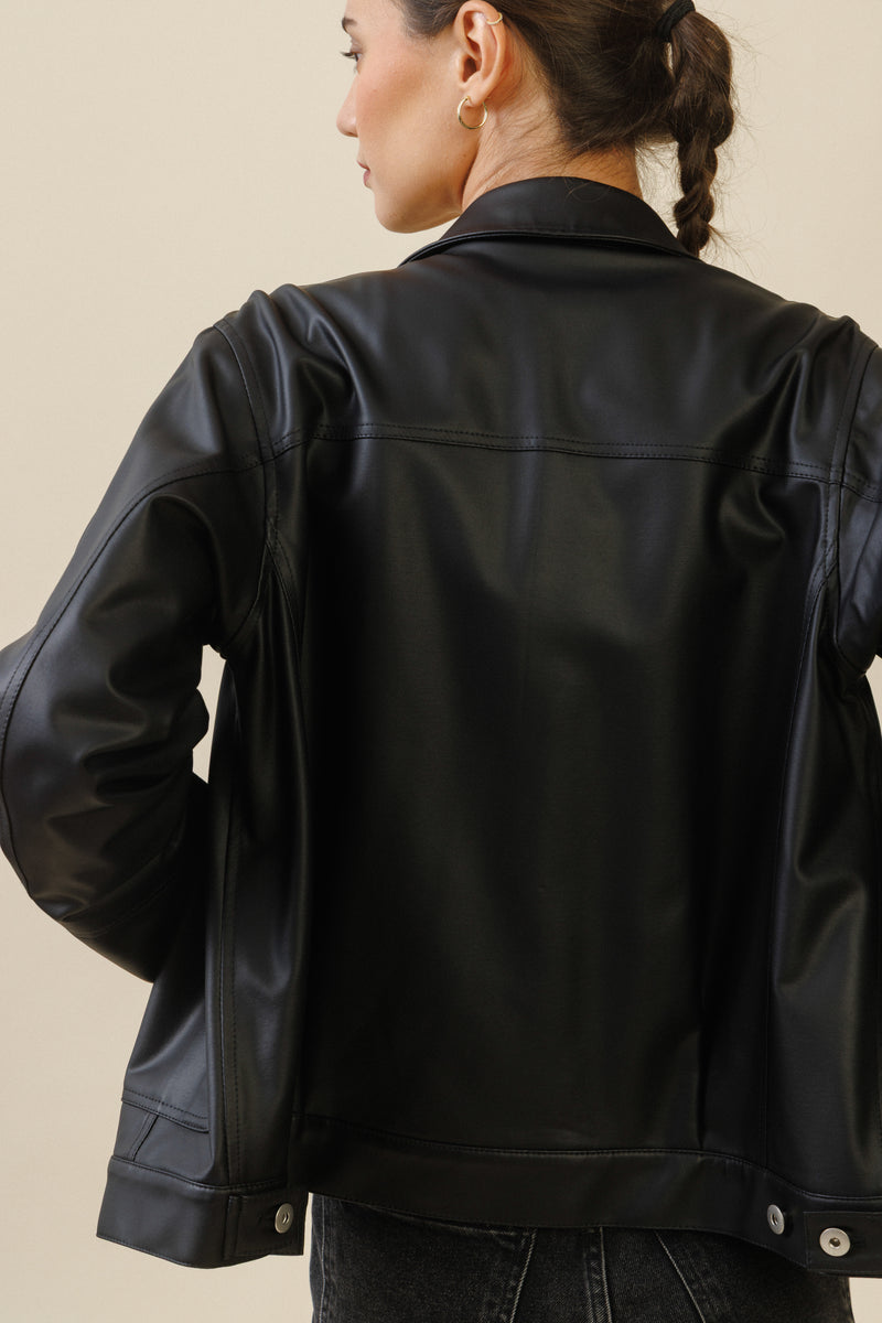 Mara Button Jacket | Black
