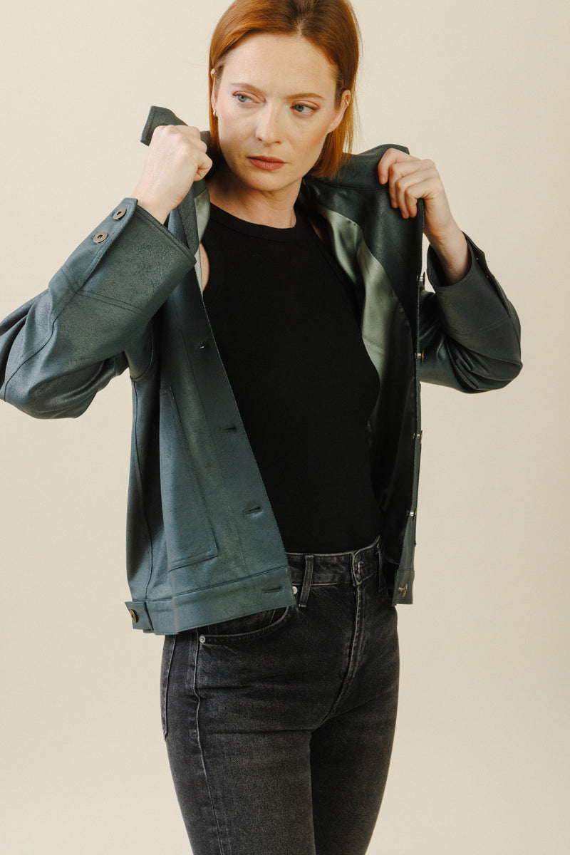 Mara Button Jacket | Hunter Green