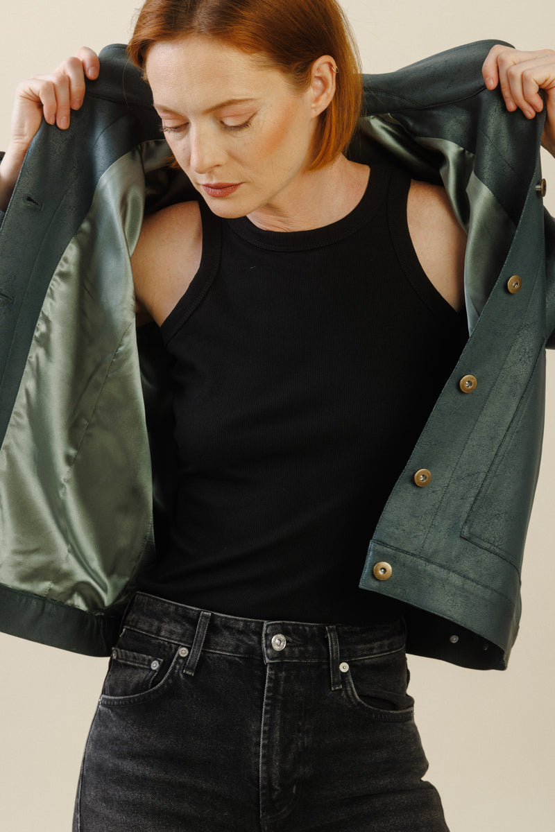 Mara Button Jacket | Hunter Green