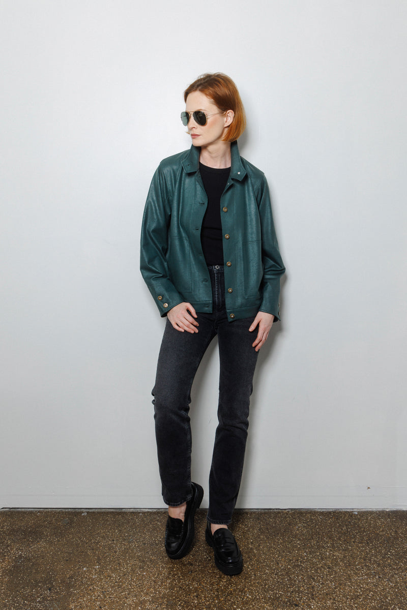 Mara Button Jacket | Hunter Green