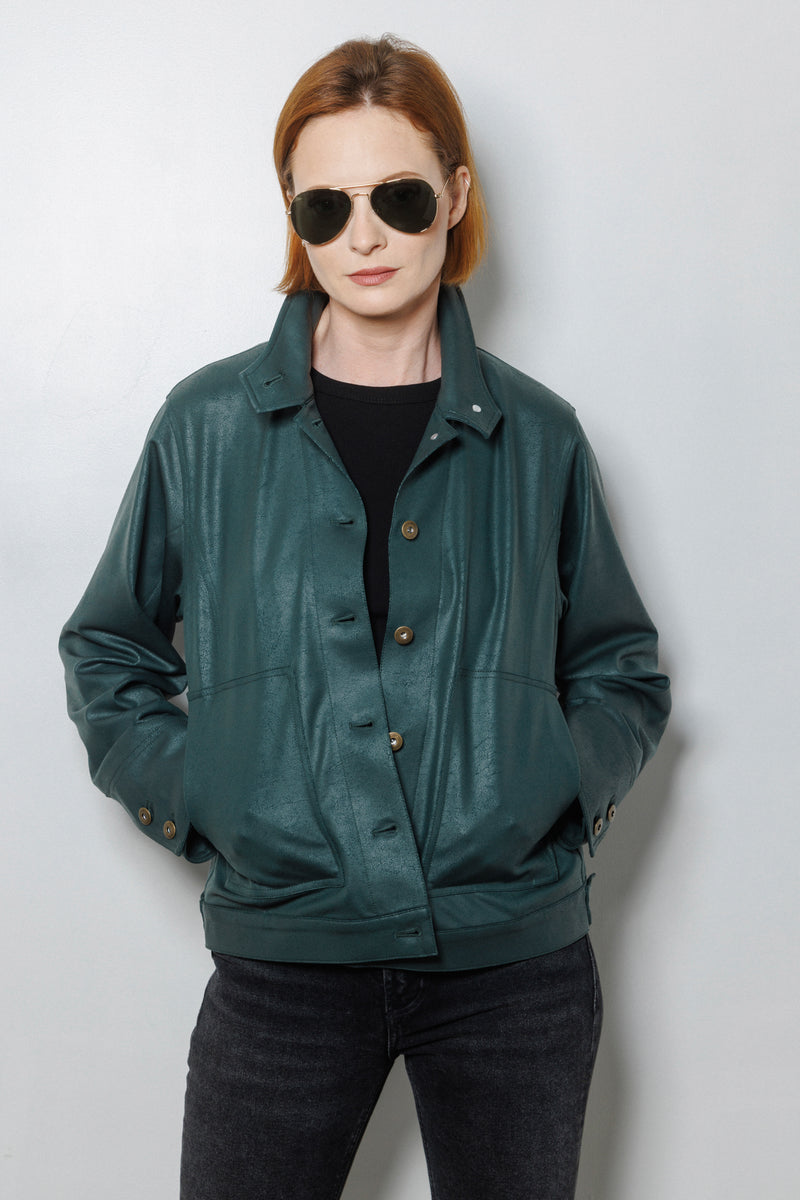 Mara Button Jacket | Hunter Green