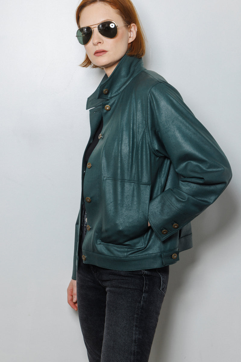 Mara Button Jacket | Hunter Green