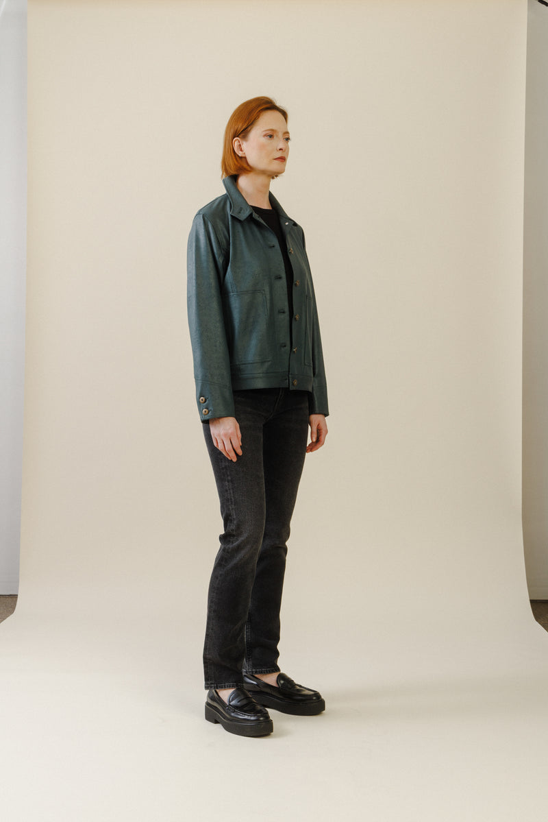 Mara Button Jacket | Hunter Green