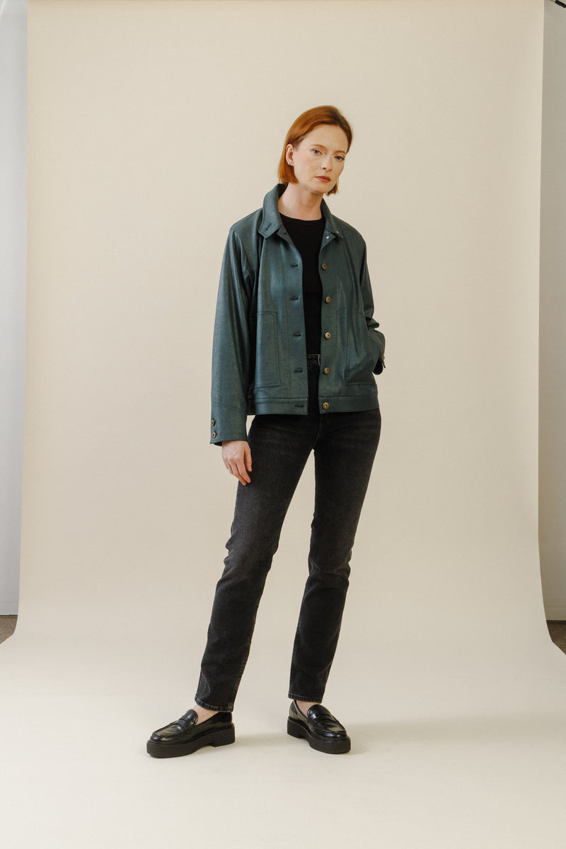 Mara Button Jacket | Hunter Green