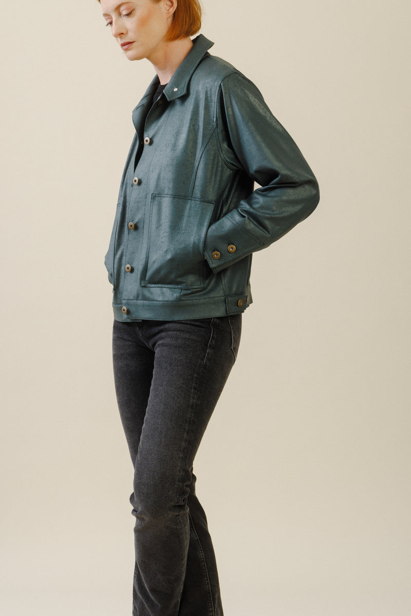 Mara Button Jacket | Hunter Green