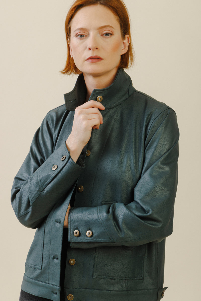 Mara Button Jacket | Hunter Green