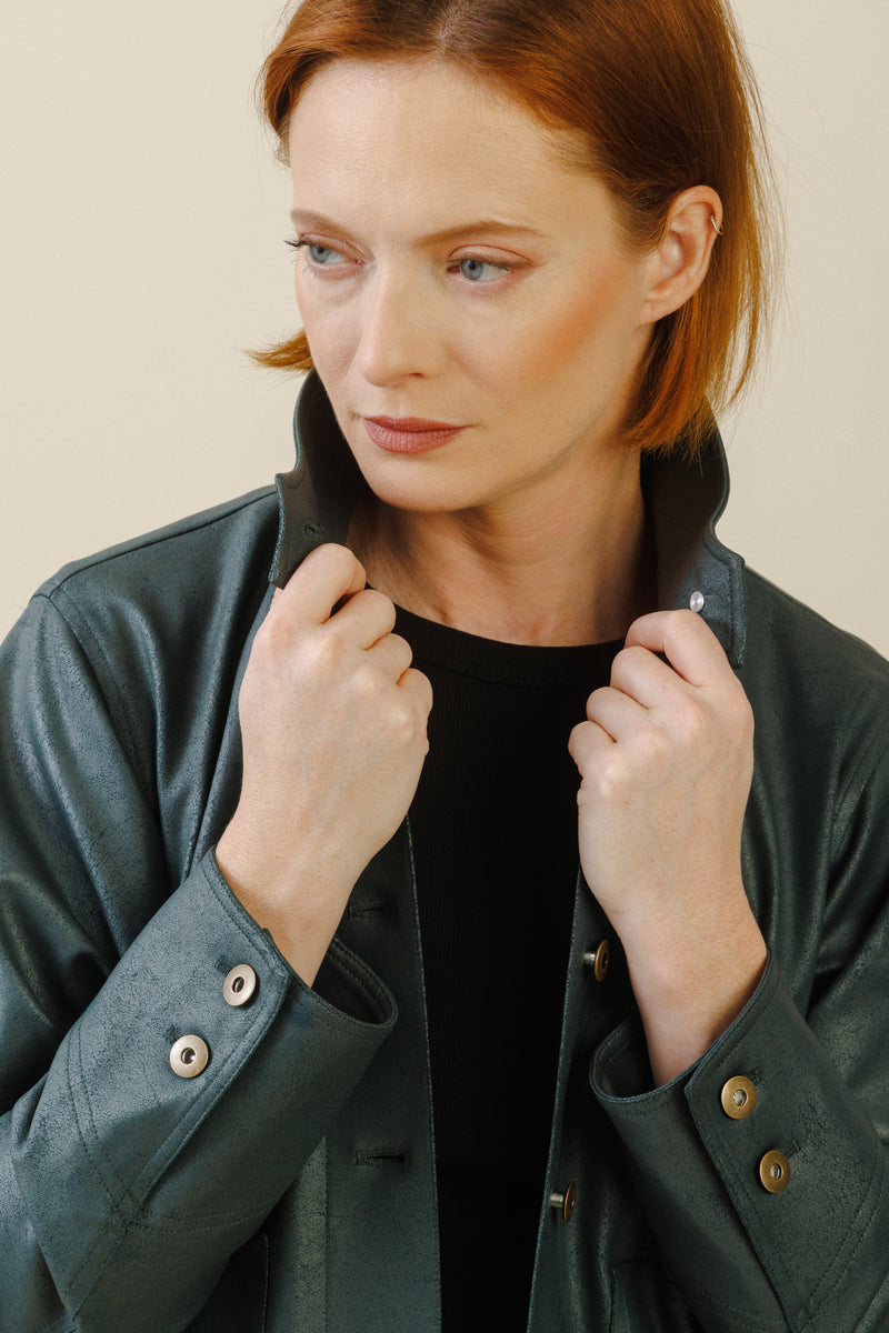 Mara Button Jacket | Hunter Green