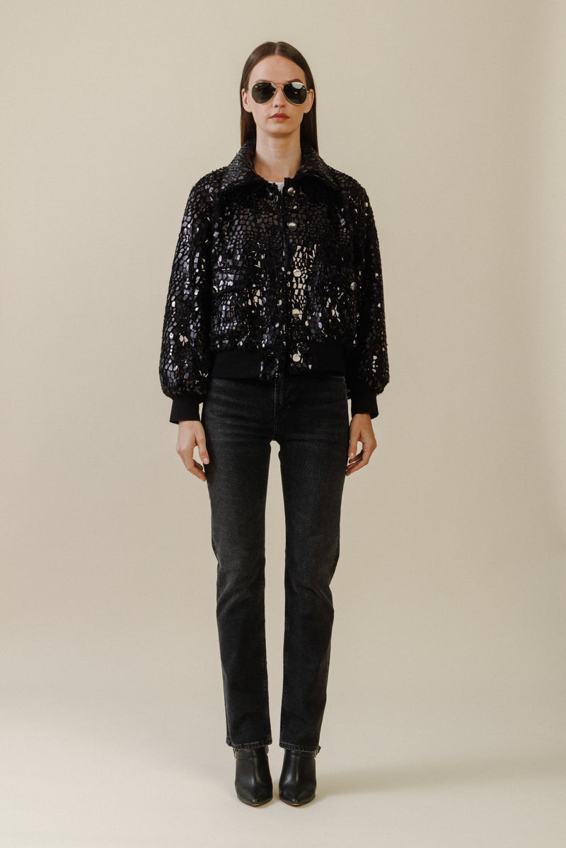 Noir Shimmer Bomber