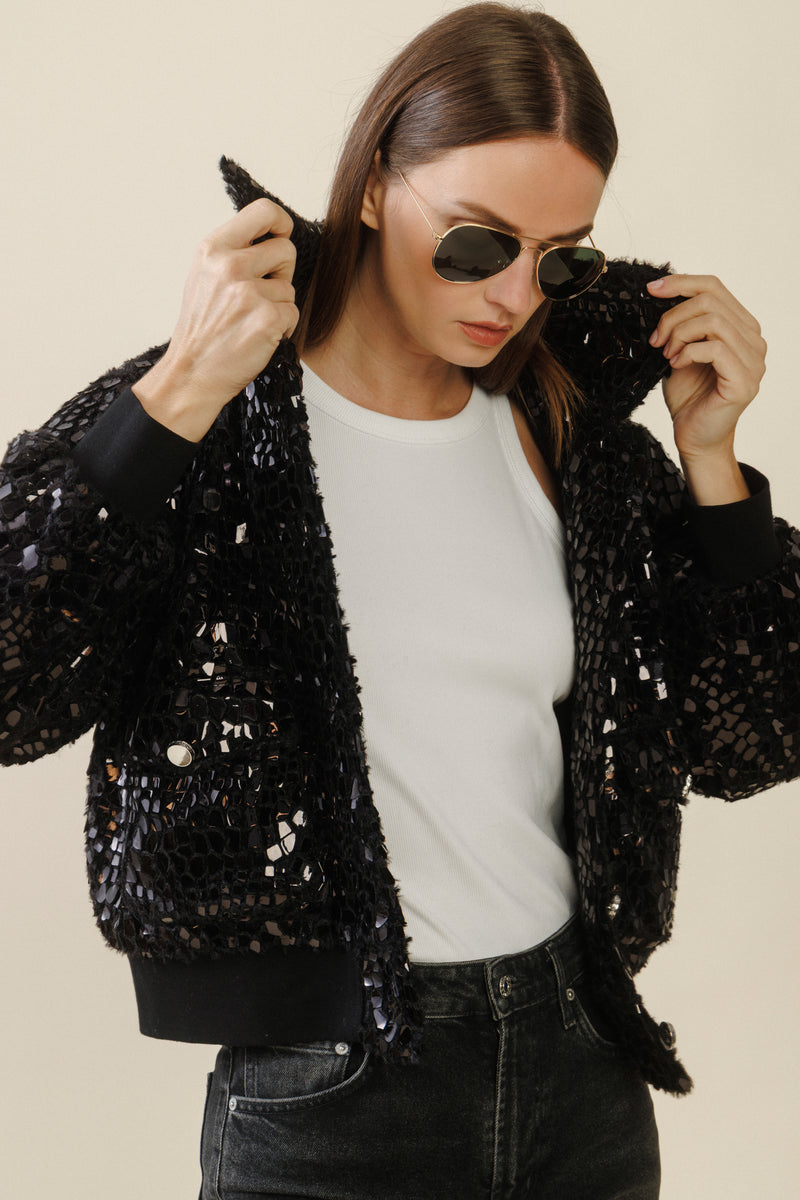 Noir Shimmer Bomber