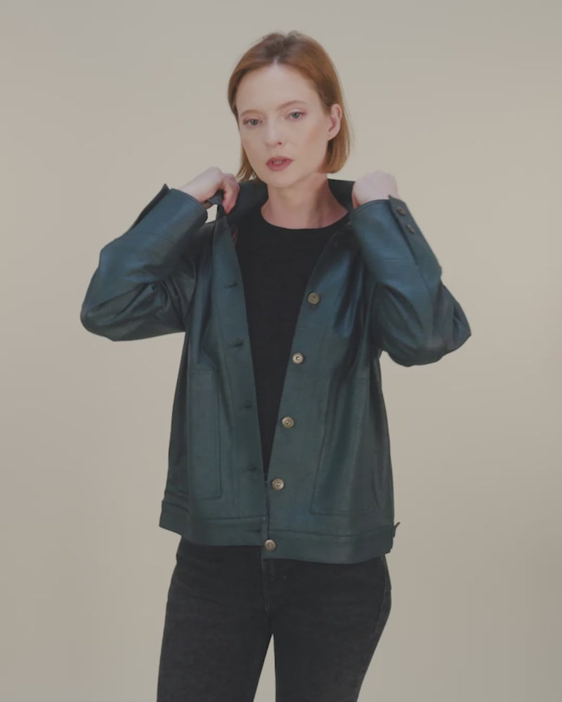 Mara Button Jacket | Hunter Green
