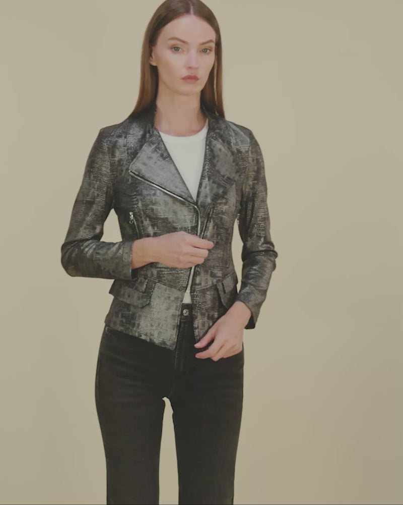 Vector Biker Jacket  |  Gunmetal Silver