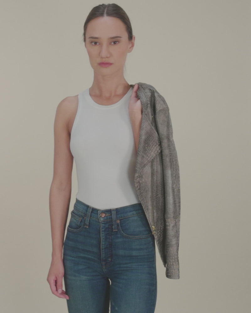 Vector Biker Jacket | Olive Crocodile