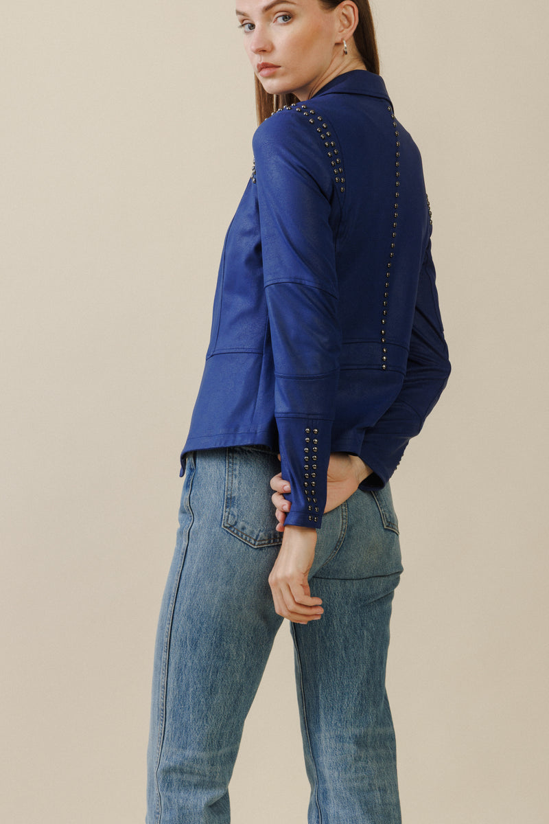 Sloane Studded Jacket | Cobalt