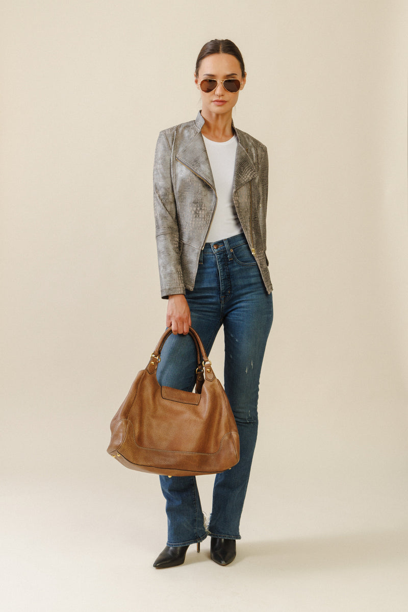 Vector Biker Jacket | Olive Crocodile