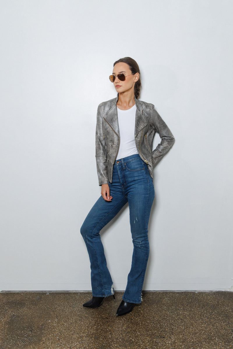 Vector Biker Jacket | Olive Crocodile