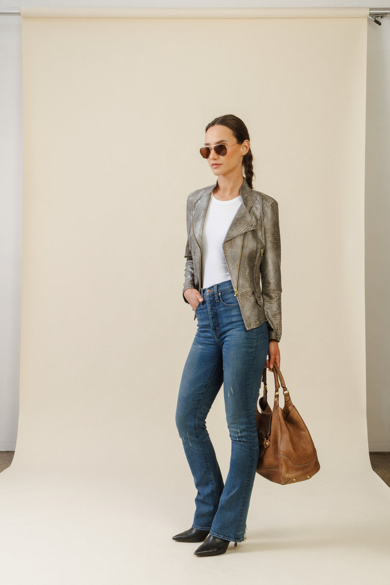 Vector Biker Jacket | Olive Crocodile