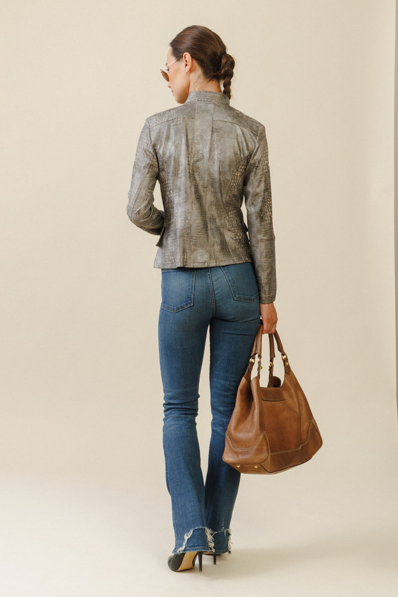 Vector Biker Jacket | Olive Crocodile