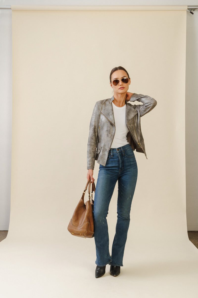 Vector Biker Jacket | Olive Crocodile