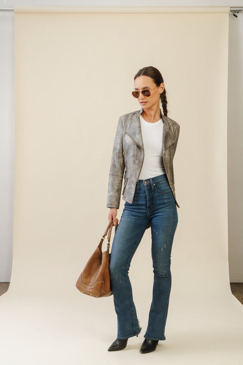 Vector Biker Jacket | Olive Crocodile