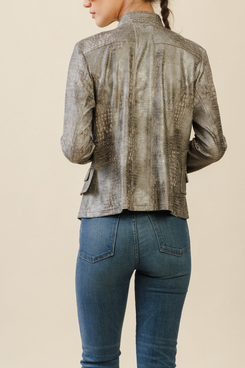 Vector Biker Jacket | Olive Crocodile